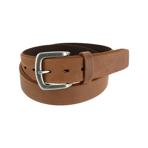 Two Tone Tan Italian Leather 1.5" Jeans Belt with Green Edging 